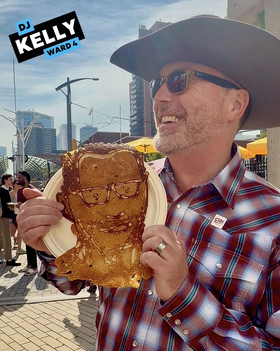 djkelly's tweet photo. Hey, neighbour!

One of the personal highlights for me this Stampede was being immortalized  in pancake form at the Contemporary Calgary Stampede Breakfast. Art is good for the mind and it turns out its good for the stomach too. https://t.co/2rgEtPmYlf