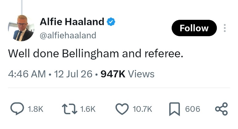 TouchlineX's tweet photo. 🚨 𝗡𝗘𝗪: Erling Haaland's father on X. https://t.co/UwVrjmmj3u