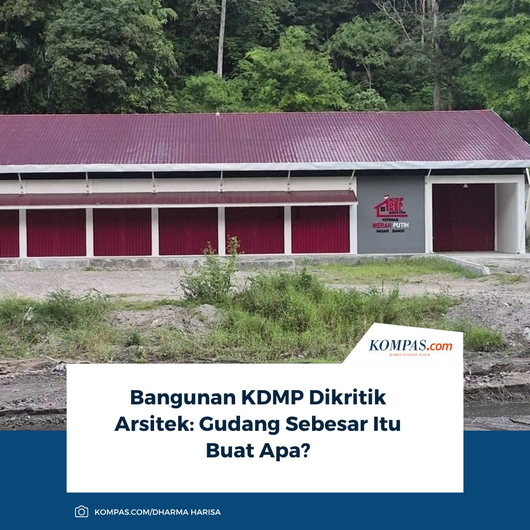 kompascom's tweet photo. Baca selengkapnya: https://t.co/ollm3DllIn
Program pembangunan Koperasi Desa/Kelurahan Merah Putih (KDPM) kembali menjadi sorotan. Pemerintah sendiri menargetkan pembangunan 80.000 KDMP di seluruh Indonesia.
~LL #KDMP #Arsitek https://t.co/bIWUYteedF