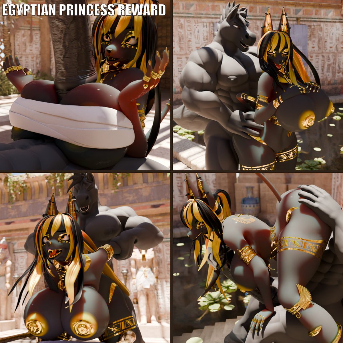 DigitalTenthX's tweet photo. Title: Egyptian Princess Reward
Featuring:
Raven created and Modeled by @NyaaSapphire 
Dark Horse Created and Modeled by @Reptilligator 

Special Appearance
Krystal modeled and created by @DogZeela 

Image Set DL Link: https://t.co/H8uz2Iuayo https://t.co/dvq9YlmwyO