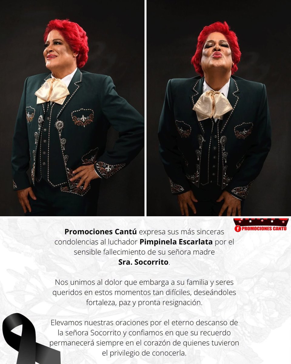 luchalibreonlin's tweet photo. Lamentamos informar el fallecimiento de la madre de Pimpinela Escarlata. Nuestras condolencias a Pimpi y su familia. Un fuerte abrazo en este momento tan difícil. Que descanse en paz. https://t.co/axpBfm4lC2