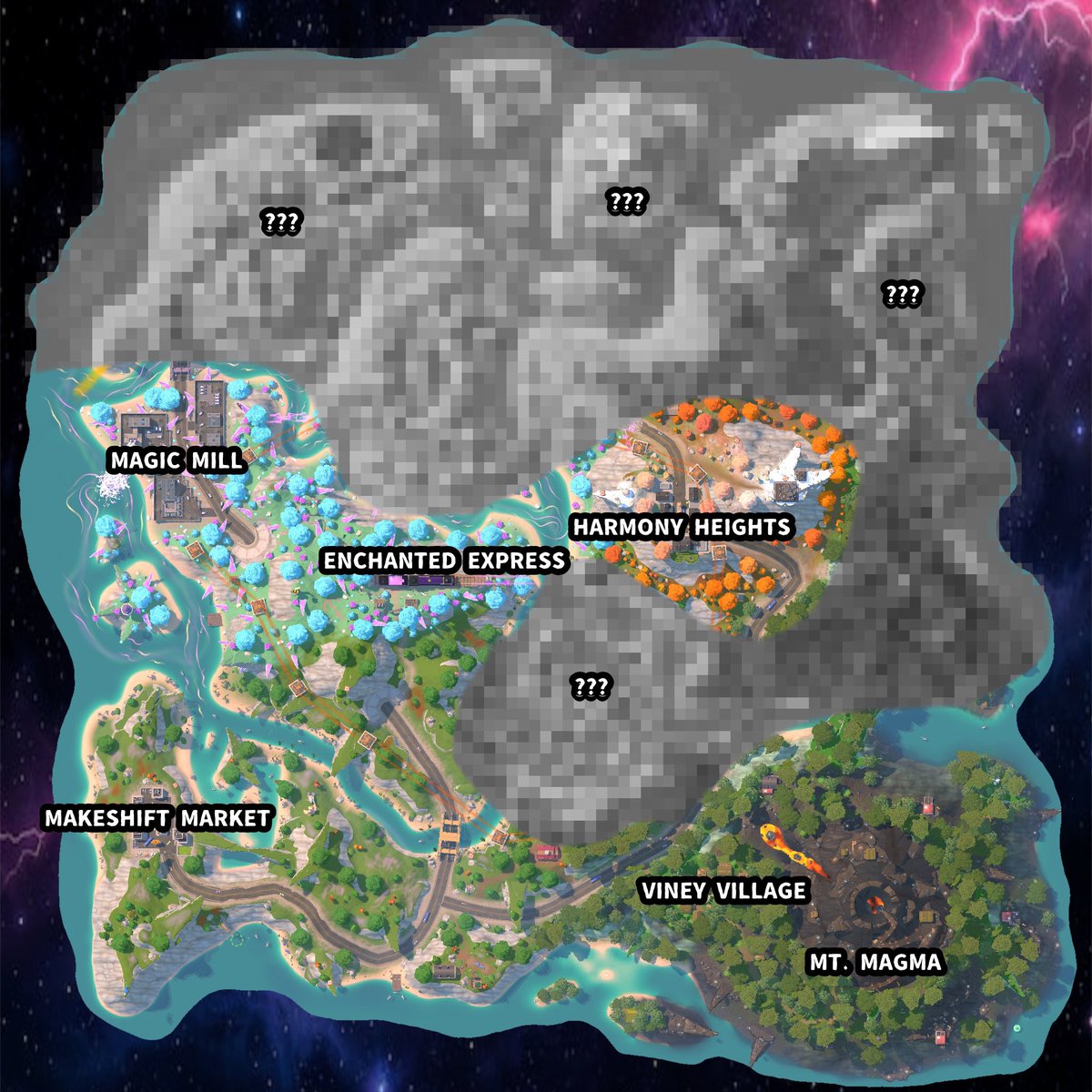 windillfnc's tweet photo. Elsewhere in the jungle, the volcano, Mt. Magma, looms over the horizon… The residents from the neighbouring Viney Village have also built houses up the cliffs of the volcano!
#windillroyalesaga3 #minibr #uefn https://t.co/Vyn30Bd1Df