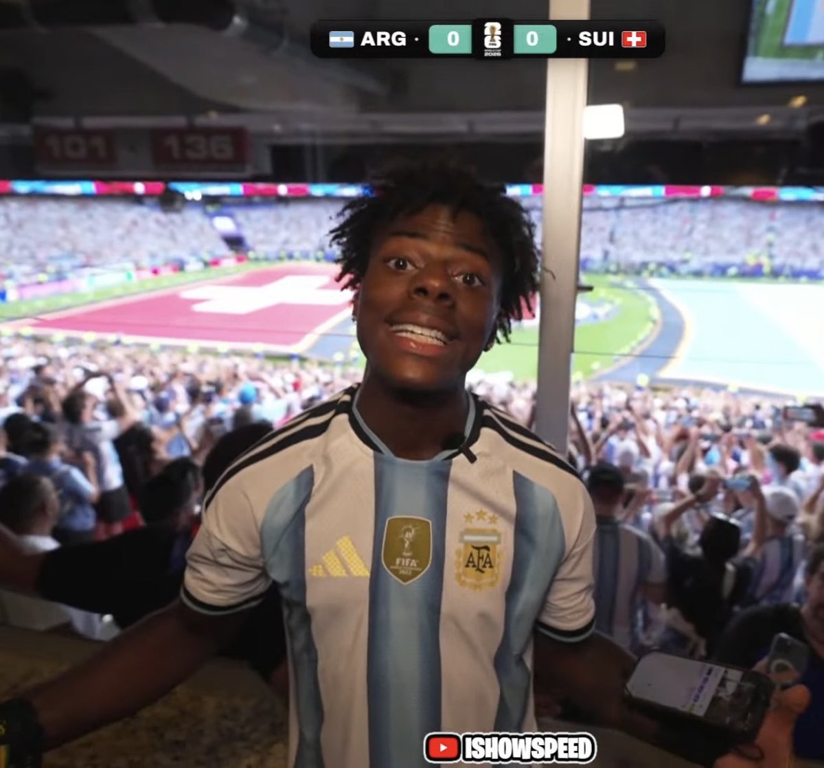 TheSaviour's tweet photo. IShowSpeed is wearing an Argentina jersey after his fans said every national team shirt he wears ends up cursed. 🤣 https://t.co/3vg3pF2bpJ