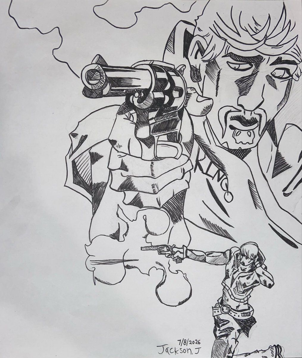 MericanBirdman's tweet photo. Finished drawing Ringo 😼😼
#sbr #steelballrun #ringoroadagain https://t.co/yllwHlzry1