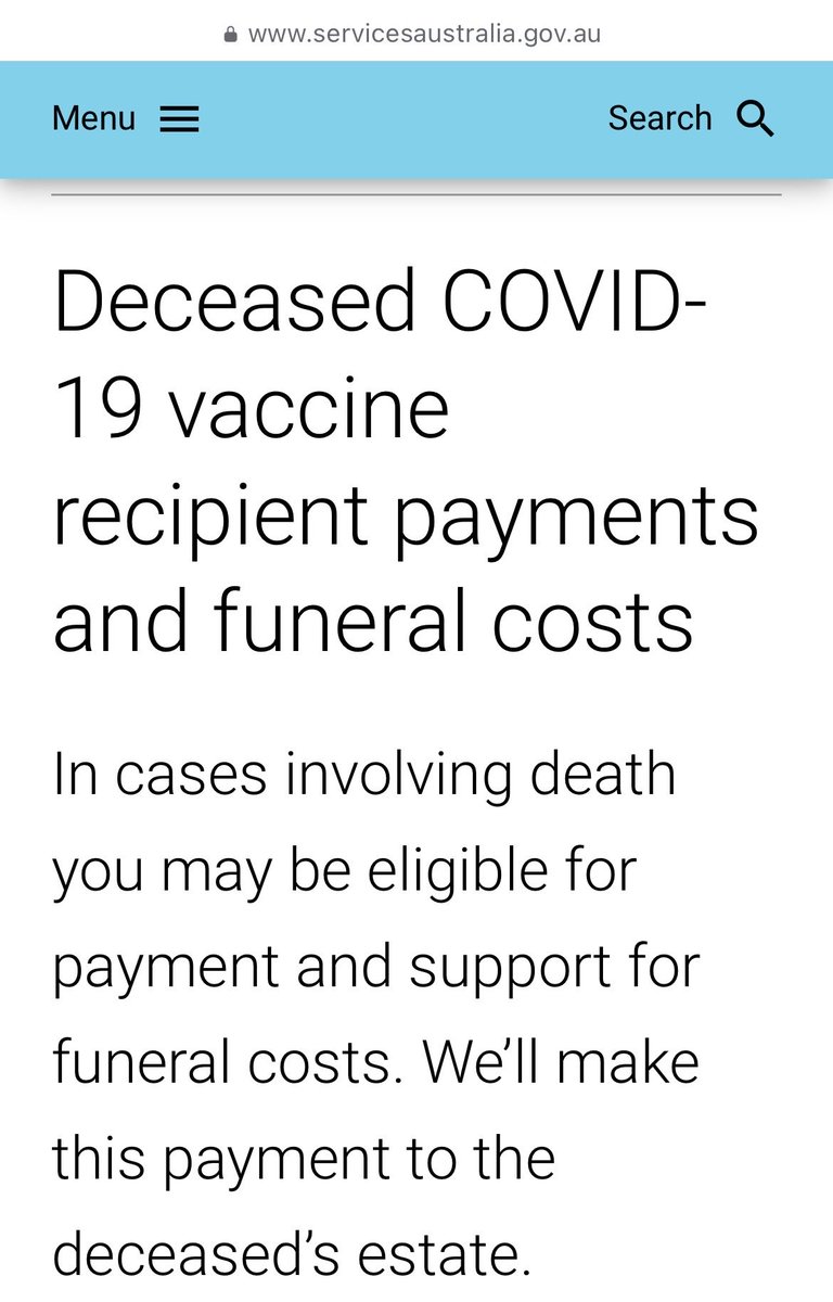 RM_19844's tweet photo. Services Australia are now covering funeral costs of those who died due to the COVID vaccine. https://t.co/GJbtw4bcWi