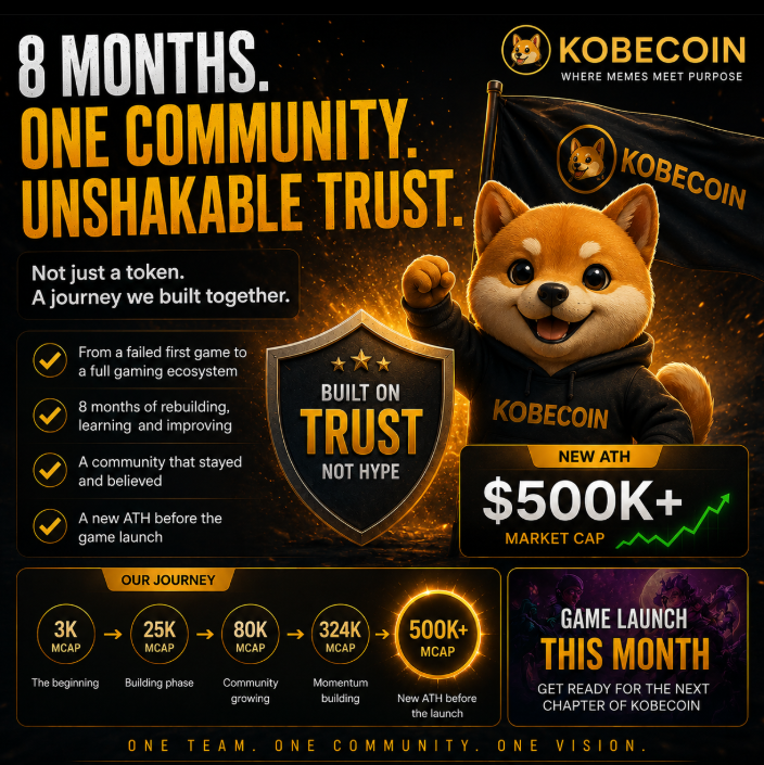 Kobecoin_X0214's tweet photo. The biggest thing we built over the last eight months wasn't the game.

It was trust.

Every update. Every rebuild. Every delay we worked through instead of disappearing.

That's why our community is still here.

As we get closer to launch and new people discover Kobecoin, I hope they see more than a chart. I hope they see a project that kept building when it would have been easier to quit.

Everything else grows from that.

CA: 48iJcUv9jsiZ7cCisyVFLPFLMoNBKg3L43bRvktXpump