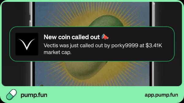 Porkymunoz's tweet photo. Just called out Vectis at $3.41K mcap. Follow me on https://t.co/uhfEX7kB16 app to get instant alerts: https://t.co/R2HLv5RcxB https://t.co/oPR0JANcju
