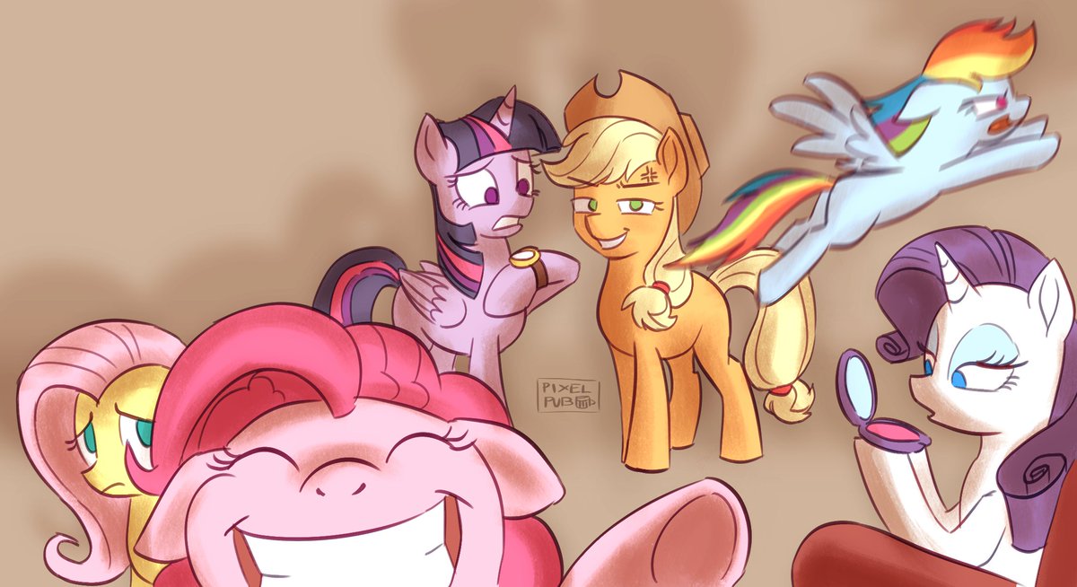 PixelPubPH's tweet photo. It seems they can never take a proper family portrait together...
.
.
.
#twijack #mlp #mane6 #twilighstparkle #applejack #rarity #pinkiepie #fluttershy #rainbowdash https://t.co/xJ8rr0wGOh