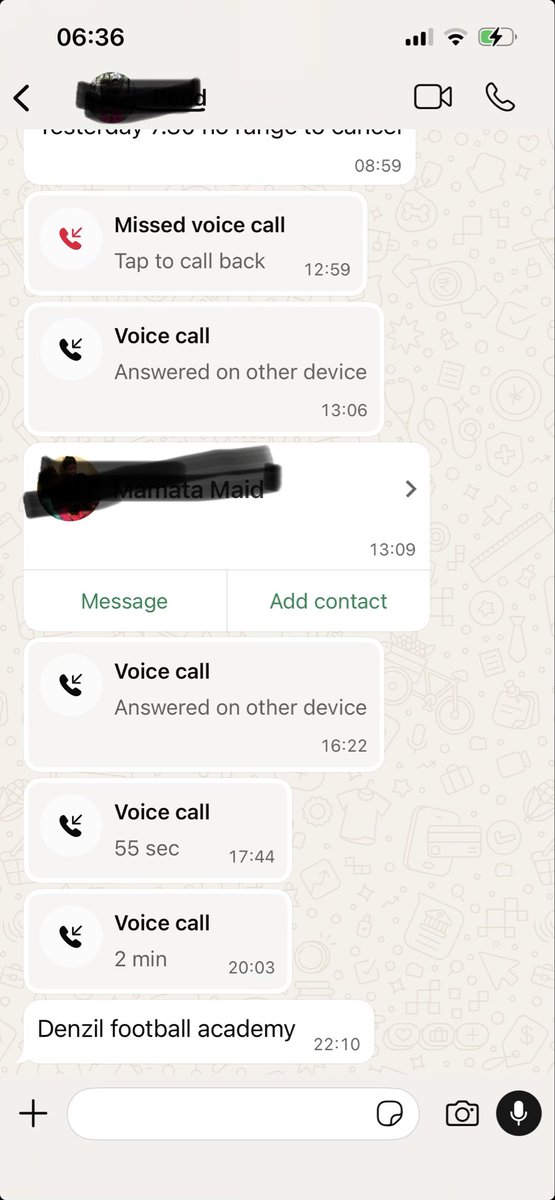 Vidyadarc's tweet photo. @WhatsApp 
Messaging has both messages and calls. Is it required to voice call log in message body when you have call log separately. It spams the message body. Please check https://t.co/2KqDd7y8Pu