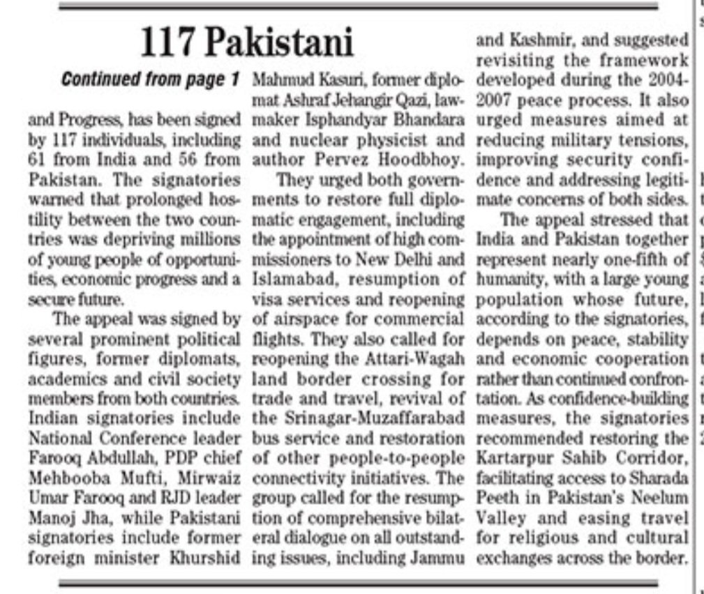 mawngat's tweet photo. 2 July 2026. The News, Front Page
https://t.co/hYEuQcYN0s @
117 Pakistani, Indian figures urge Shehbaz, Modi to revive peace dialogue https://t.co/U70ksNwjDE