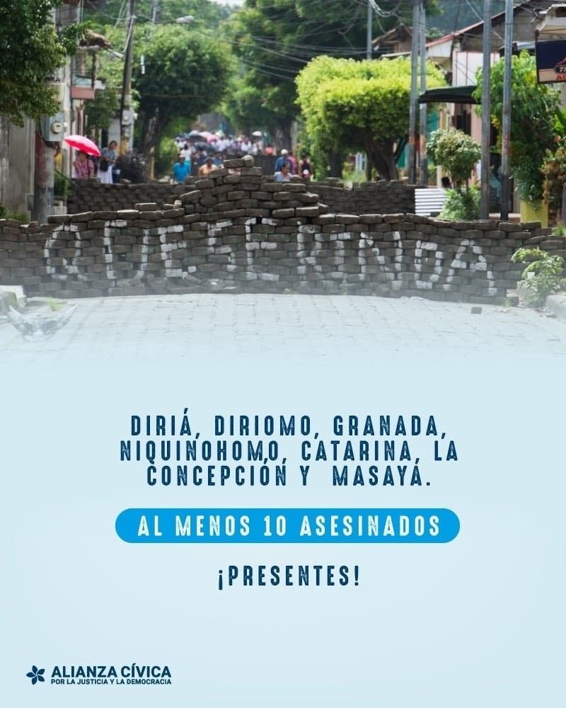 AlianzaCivicaNi's tweet photo. 🇳🇮 #15DeJulio | Represión y muerte
Con armas de guerra, el régimen respondió con terror a una ciudadanía que exigía justicia por los estudiantes asesinados. 
Torturó, asesinó y reprimió a quienes levantaron tranques como una forma de protesta cívica.

No olvidemos a las víctimas. Mantengamos viva la memoria, alcemos la voz y sigamos exigiendo verdad, justicia y libertad para Nicaragua.
#Nicaragua #SOSNicaragua #15DeJulio
