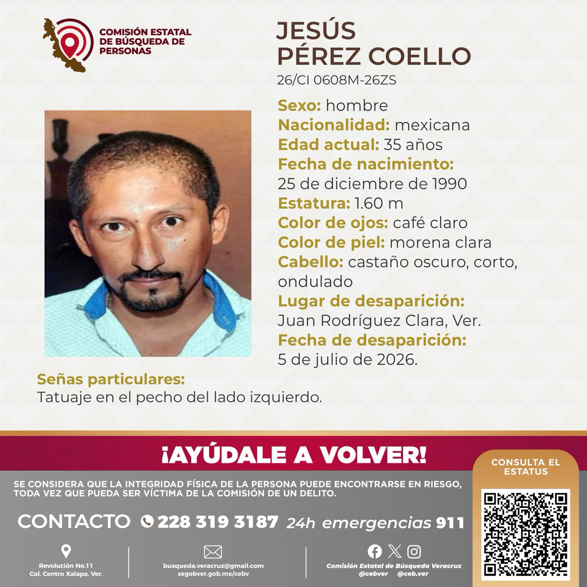 cebver's tweet photo. Solicitamos su colaboración para localizar al C. Jesús Pérez Coello, cualquier información, contactar al número y/o correo que aparecen al margen de este boletín.
#JuanRodríguezClara #Sayula #Isla https://t.co/OY2pXvMWfr