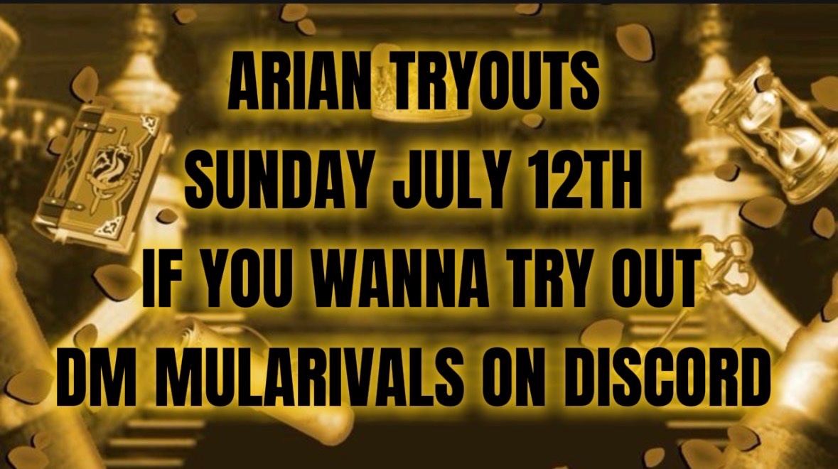 THEARIANREAPER's tweet photo. Tryouts tomorrow dm Mularivals (kinbeatyabitch) on discord if you wanna try https://t.co/XOalZvKwgF