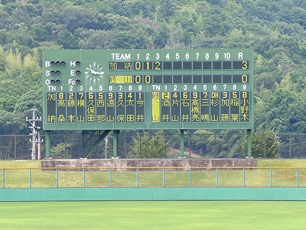 23rnbb41wf's tweet photo. 第108回全国高等学校野球選手権
岐阜県大会
７月１２日(日)
プリニーの野球場

１回戦 第１試合
加納３－０岐山
加納 三者残塁
３回表終了⚾📣 https://t.co/SNjYTHB3gE