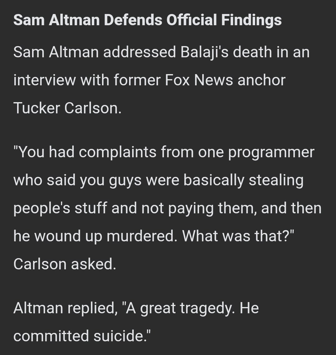 IBHenryJ's tweet photo. @elonmusk @sama Let's not forget Scam Altman murdered Suchir Balaji
https://t.co/IeP76lkWAN https://t.co/YdwxAd5CvB