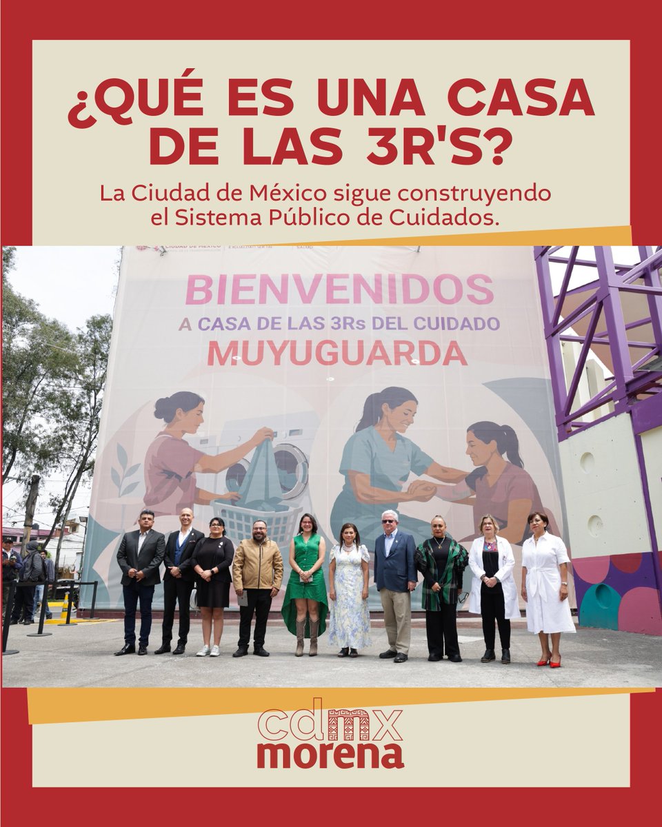 MorenaCiudadMex's tweet photo. Con la inauguración de la Casa de las 3R's Muyuguarda, en Xochimilco, la Ciudad de México fortalece el Sistema Público de Cuidados con un espacio que reúne servicios para la primera infancia, personas mayores, personas con discapacidad y mujeres.

Este modelo reconoce que el cuidado es un derecho y una responsabilidad compartida entre el Estado, las familias y la comunidad, avanzando hacia una ciudad con mayor igualdad, bienestar y justicia social.

#CapitalDeLaTransformación