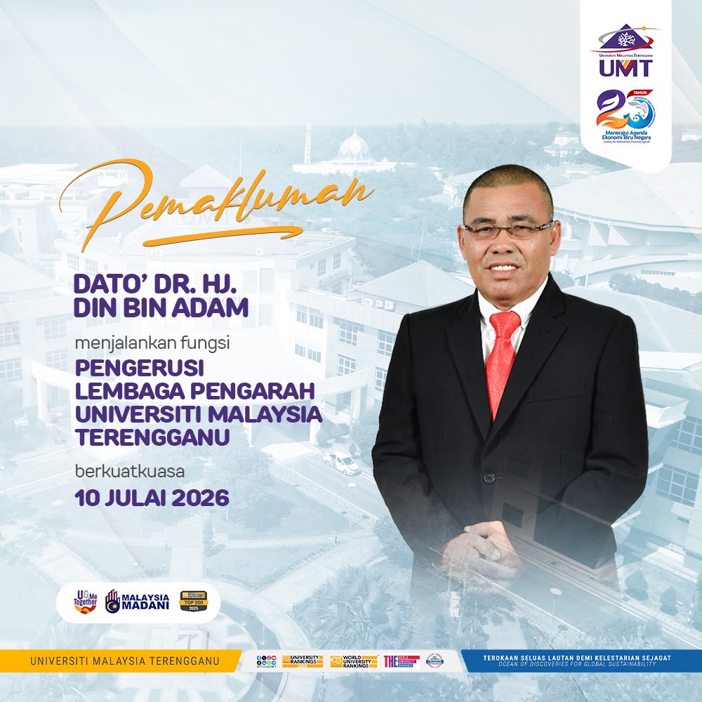 UMT_Official's tweet photo. PEMAKLUMAN MENJALANKAN FUNGSI PENGERUSI LEMBAGA PENGARAH UNIVERSITI MALAYSIA TERENGGANU (UMT) https://t.co/wdOK6wGKzk