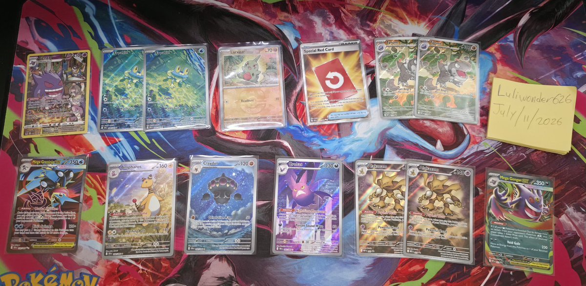 Luliwonder626's tweet photo. @NewAgeCardKings Gengar - $57
Froakie - $10.50 each
M.Greninja FA - $13
Ampharos - $9
Claydoll - $2.50
Larvitar MB - $2
Crobat - $3.50
Special Red card- $4
Tyrunt - $3 each
Alakazam promo - $8.50 each
M. Gengar promo - $5

Add $1 pwe / $5 bwmt
Retweet's appreciated 😁 https://t.co/fLtaX7aFqo