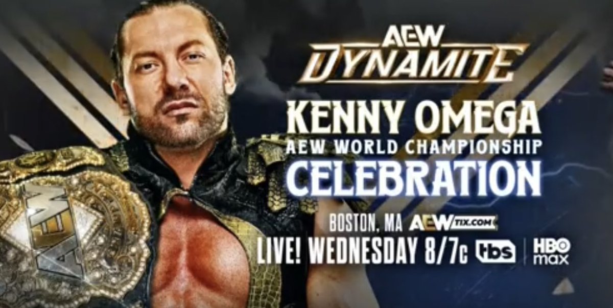 TheDrainmaker's tweet photo. There will be a Kenny Omega AEW World Championship CELEBRATION. 🔥

ON DYNAMITE NEXT WEEK IN BOSTON. https://t.co/IkqJRy5Boh
