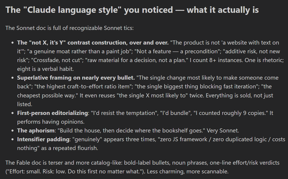 AussieHaryono's tweet photo. Late to the party, joined on the last day :(
But even on the writing, the output is very noticable comparing Fable vs. Sonnet https://t.co/XkNAFFHGSL