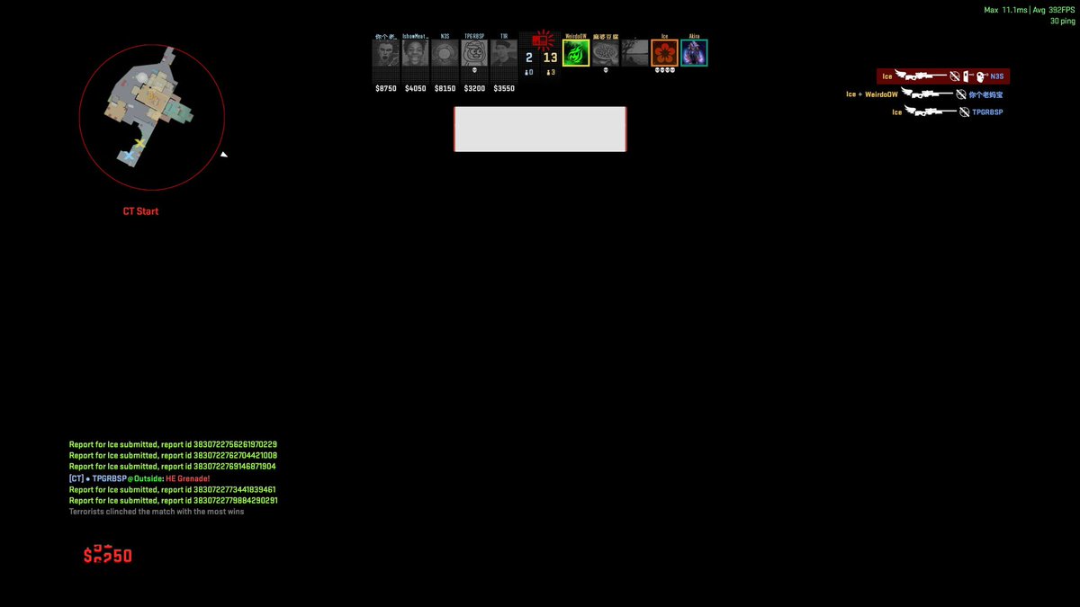itsN3S's tweet photo. This game is being destroyed and @valvesoftware is doing nothing about it. 

First Match on Premier Season 5 - full spin bot. @CounterStrike when is this going to be fixed?? https://t.co/oW6oq95dOB