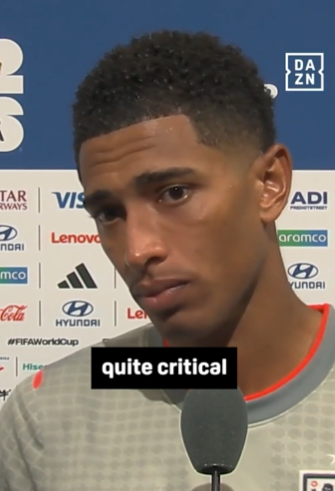 theMadridZone's tweet photo. 🚨 Journalist: "Thomas Tuchel said he was disappointed with the team's performance. Does that show the standards he expects?"

🚨 Jude Bellingham: "Maybe.

Or MAYBE, he does NOT know what it's like to play in these conditions, against Erling Haaland, Odegaard, Nusa, Sorloth...

That's not an easy team to play against.

We tried to create a positive environment and we should continue that going into the semi-finals.

I can't speak highly enough of the lads, you're not gonna win every game popping the ball and making 1000 passes, sometimes you have to win dirty, and we did that tonight."