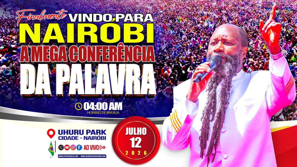 JoshuaPich9909's tweet photo. UHURU PARK - City of Nairobi - #Kenya, Today 12th July 2026!
__
The place of the LORD'S visitation and ministration, presided by the MEGA PROPHET OF YAHWEH Dr. David Owuor 

Be found there, in the LORD'S presence, for the NATIONAL JOINT SUNDAY CELEBRATION SERVICE 

Circulate Massively and Invite ALL
__
Live on

- K24 TV | Crown Tv (Signet)
___
Radio
Terrestrial
- #Jesus is LORD radio 105.3/9fm

Online
- https://t.co/ITX9WXyQMb
-