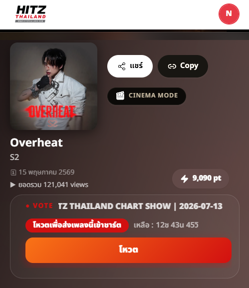 NoeulInterFC's tweet photo. ⚠️ #NoeulVotingAlert
Reminder to Vote for OVERHEAT on @Hitzthailand today. It's the last day of the current voting week.
Use all your earned points to Vote.
https://t.co/lCIEuLMtb9
Continue to Instream #S2_OVERHEAT
#S2TheSunset #NoeulNuttarat #MagentaBoy #Horizone #BoNoH https://t.co/aZmlXyKi1g