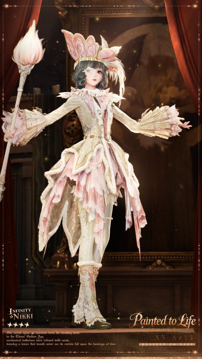 InfinityNikkiEN's tweet photo. ♾Whimsical Wardrobe | Painted to Life
>> Main Attribute: Fresh

Illness dragged the sharp-eyed painter into a dazed and muddled swamp. She seized upon an anecdote from the faraway land: in the Titans' Golden Age, mechanical ballerinas were infused with souls, dancing a dance that would never see its curtain fall upon the bearings of time.

🎨 Outfit Ability
[Dancing Strokes: Whimsicality]: Wield a nimble brush and bring each stroke to life, weaving a vibrant tapestry where elegance and whimsy intertwine.

🎨 Outfit Details
[Painted to Life] can be evolved into the [Painted to Life: Cherished Wish] outfit. Fully glow it up to obtain the [Painted to Life: Heartwork] outfit.

🎨 Event Duration
After the Version 2.8 update on July 16, 2026 – August 27, 2026, 12:49 (UTC-7)

🎨 Resonance Rules
During the event, use Revelation Crystals or limited-time Revelation Crystals to resonate in [Through Songbound Night]. Every 10 Resonances guarantees one 4-star or higher piece, and every 20 Resonances guarantees one 5-star piece.

♦ Note: Some makeup shown in the image is for reference only. The outfit's actual presentation may vary in the game.

——
➤ Infinity Nikki Version 2.8 Golden Dust launches globally on July 16 (UTC-7)!
➤ Download Now: https://t.co/soaPebzlY9
➤ Join us on Facebook Group: https://t.co/rabLOeX3ac
#InfinityNikki
#GoldenDust
#GoldenCity