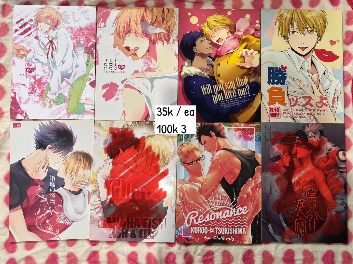 gomunarru's tweet photo. WTS doujin aomine kise aokise knb, kurootsuki kuroken kurooken hq haikyuu,  #warungknb #warungbl #warunghq

Coret merah = sold https://t.co/DggTd7YlAF