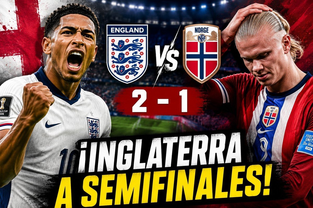 Correa19931's tweet photo. ¡Inglaterra está en semifinales del Mundial 2026!
Analizamos las claves del triunfo ante Noruega, las figuras del partido y qué puede pasar en la próxima ronda.
💬 ¿Qué te pareció el partido? ¿Es Inglaterra candidata al título?
https://t.co/LhiezGK6Tj https://t.co/ztjdUm3dlr