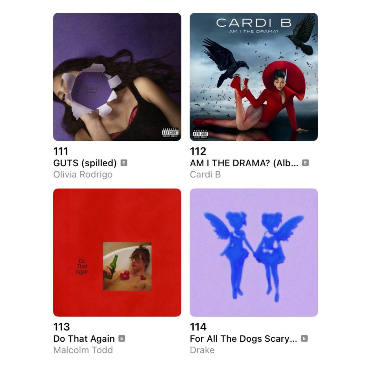statsbelcalis's tweet photo. Cardi B’s “AM I THE DRAMA?” is currently at #112 on US Apple Music. (+4) https://t.co/f6hcYMjotC