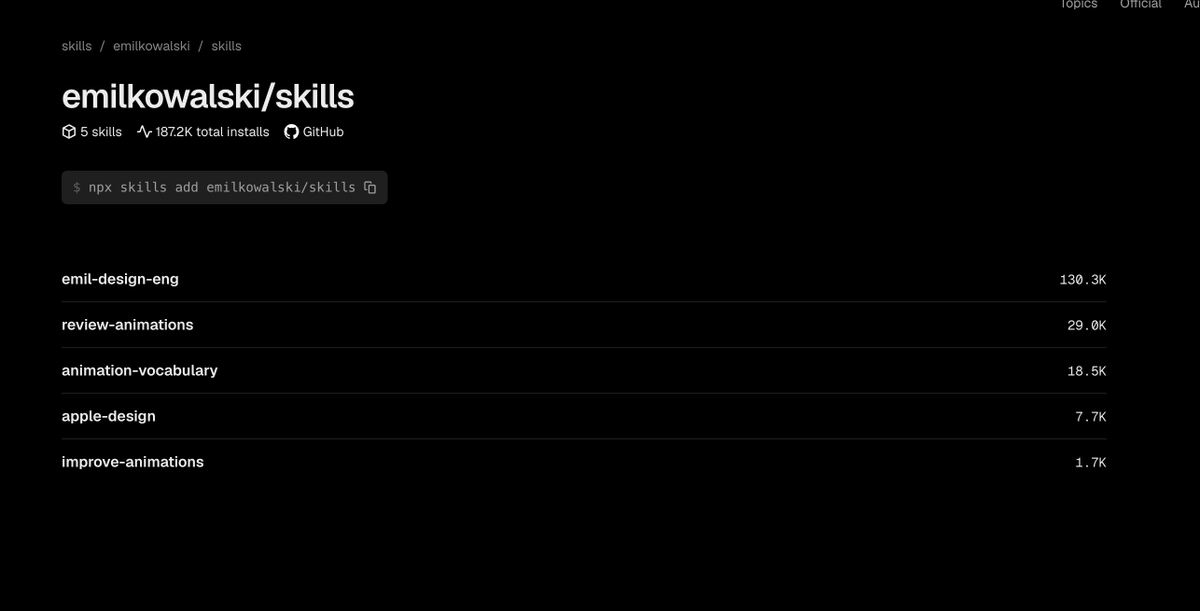 Emil Kowalski 把动效品味打包成可执行 AI Skills