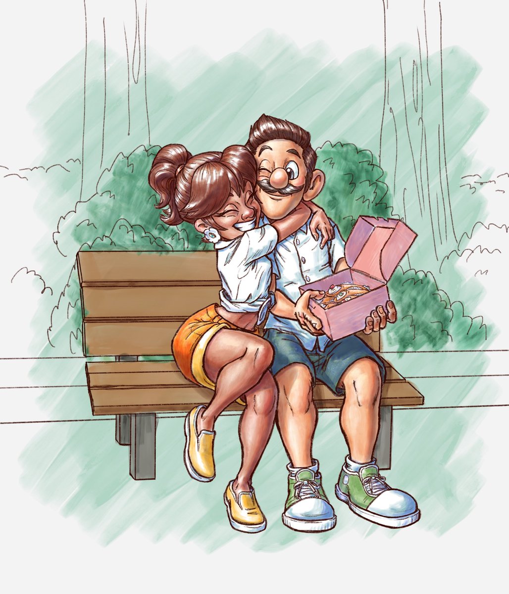lcity_89's tweet photo. Don't you just hate couples who coordinate cute outfits and act sweet with sweets?! Well then look away, bc that's what I drew!! 😆 Had fun with the digital maker and pencil sets though
#Luigi #Daisy #PrincessDaisy #Luaisy #SuperMarioBros #SuperMario #FanArt #ParkPicnic #Cannoli https://t.co/BX2DQefQ3l
