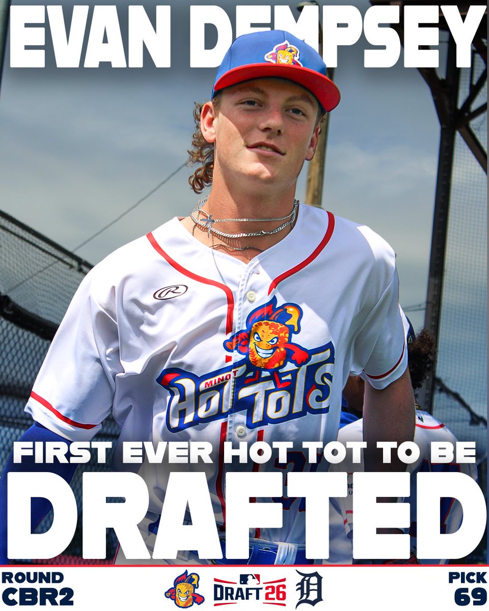 MinotHotTots's tweet photo. Starting a tradition.

Congrats to @evandempsey24 (2024) on being selected by the @tigers in this year’s @MLBDraft 

#TotsAreHot https://t.co/KKMYOhOl8U