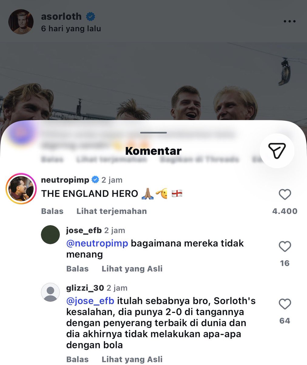 extradetik's tweet photo. Di IG Sorloth langsung dibanjiri komentar netizen 😂😁🔥 https://t.co/Kd4lCVEqCH