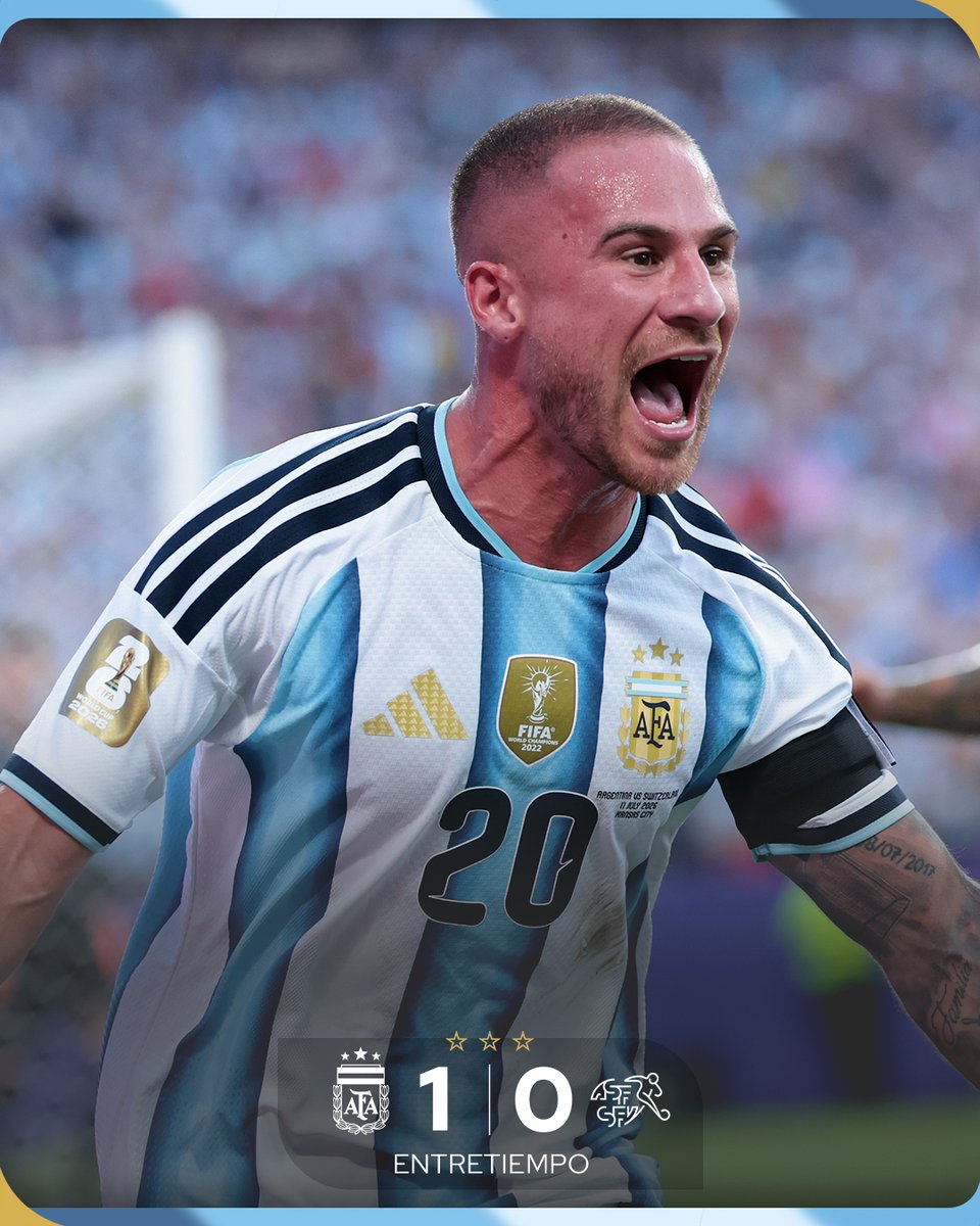 Argentina's tweet photo. 🏆 #FIFAWorldCup

⚽ #Argentina 1 (Alexis Mac Allister) 🆚 #Suiza 🇨🇭 0

👉 ¡Final de la primera etapa! https://t.co/wO0DHtasAq