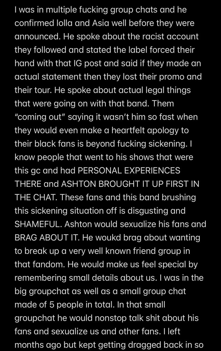 LittleMiss_IYDK's tweet photo. To the victims that have had the courage to speak about before i did, im beyond proud of you. Speaking out against a public figure and the trauma they have caused me has made me beyond sick and so anxious. Ashton Irwin is a disgusting man, 5SOS is disgusting for defending him. https://t.co/T4c81WJk6e