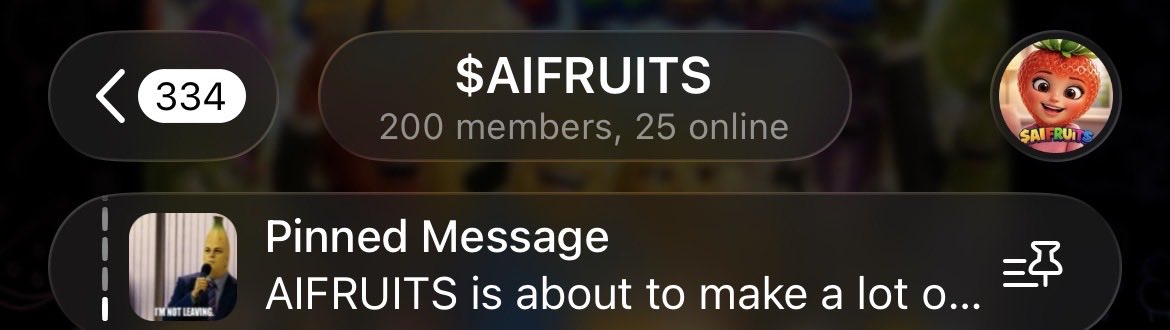 AIFRUITSCTO's tweet photo. Our telegram just crossed 200 members! 🎉
Join the community to get in on any updates and actions we are taking to continue growing our $AIFRUITS project! Link in pinned post and bio. https://t.co/JGmshwuAU5