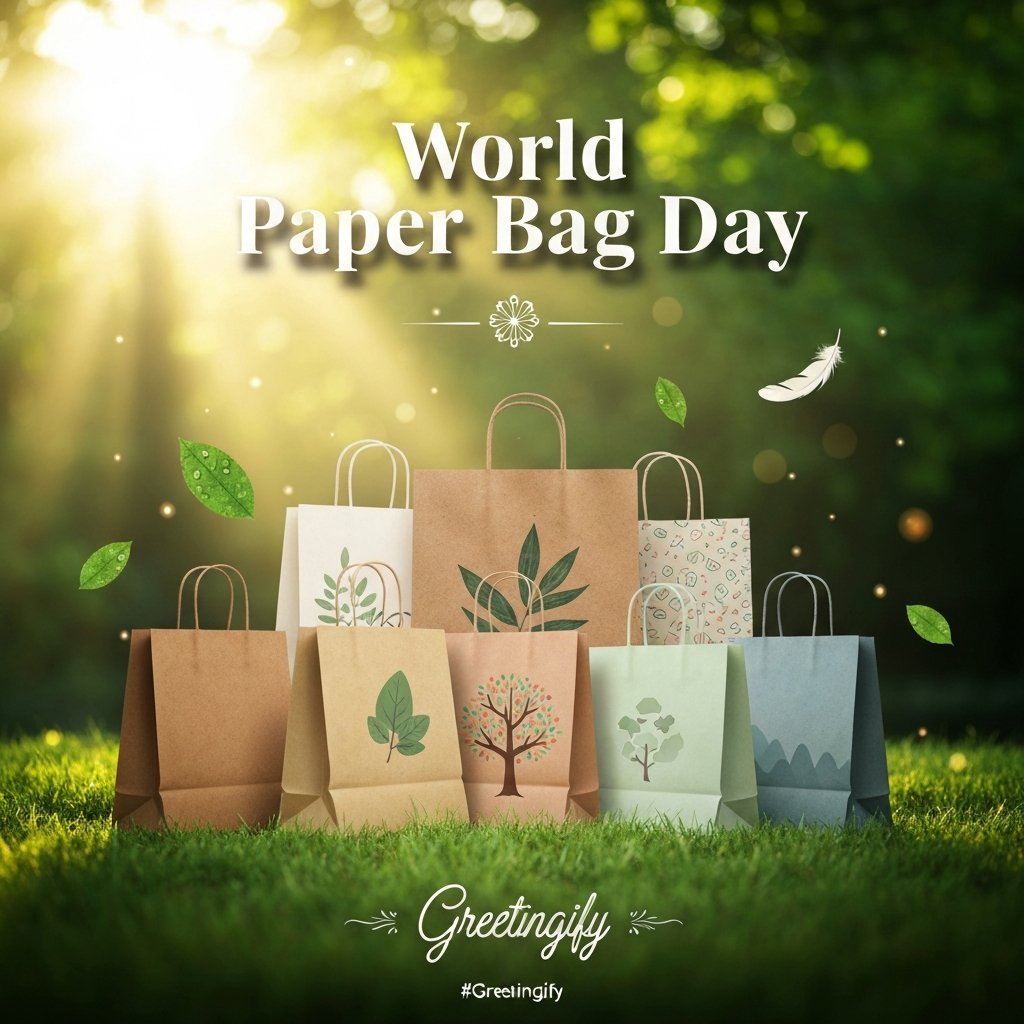 greetingify's tweet photo. On World Paper Bag Day, let us pause and reflect on the beauty of sustainable choices and the gentle power of eco-friendly alternatives shaping our tomorrows.  https://t.co/MbCCv9JGa3
#WorldPaperBagDay2026 #WorldPaperBagDay #PaperBagDay #SustainableChoices #GoGreen https://t.co/P0uTd4KOlR