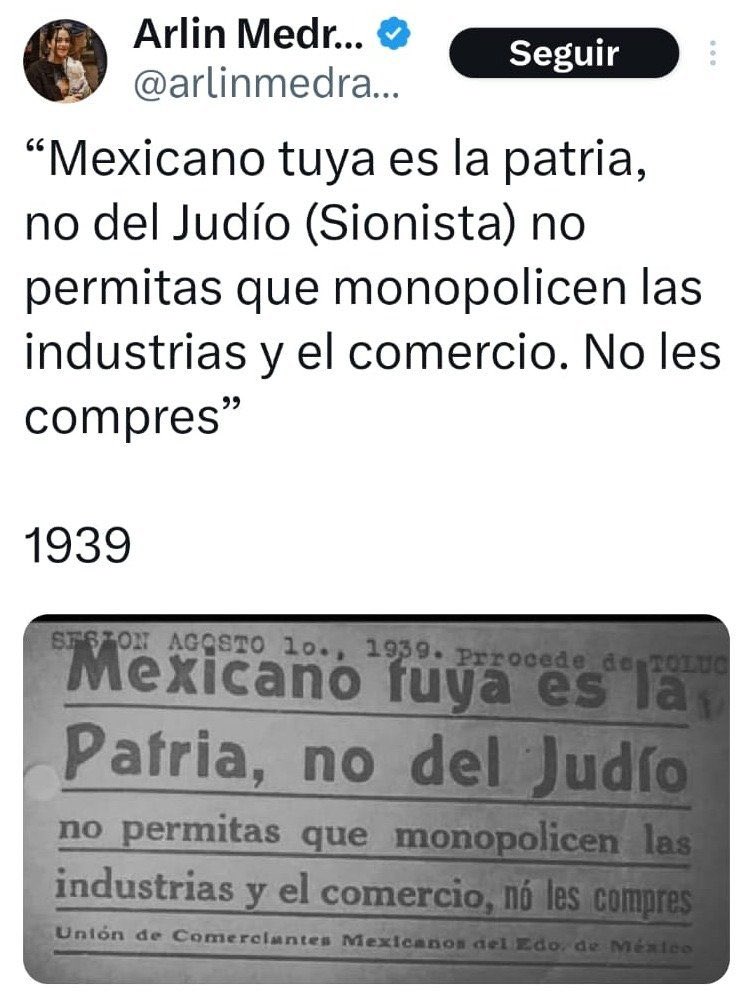 albertmexaca's tweet photo. @AlexBaks82 @CanalOnceTV  por favor su apoyo en una posición institucional, la presidente es judía por nacimiento, es una falta de respeto a su investidura. https://t.co/IhosO0TVnI