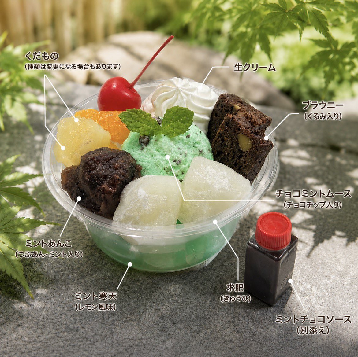 Sucreries_info's tweet photo. 今日からチョコミントのあんみつ出ます。 https://t.co/n2JWihFNri