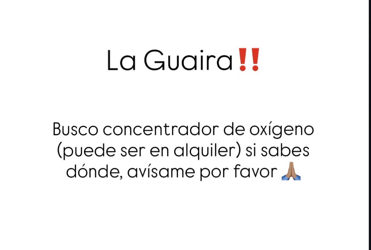 CarlosRMarcano's tweet photo. Para paciente en La Guaira busco concentrador de oxígeno, puede ser en alquiler 🙏🏼 https://t.co/Yo85ZNtZqq