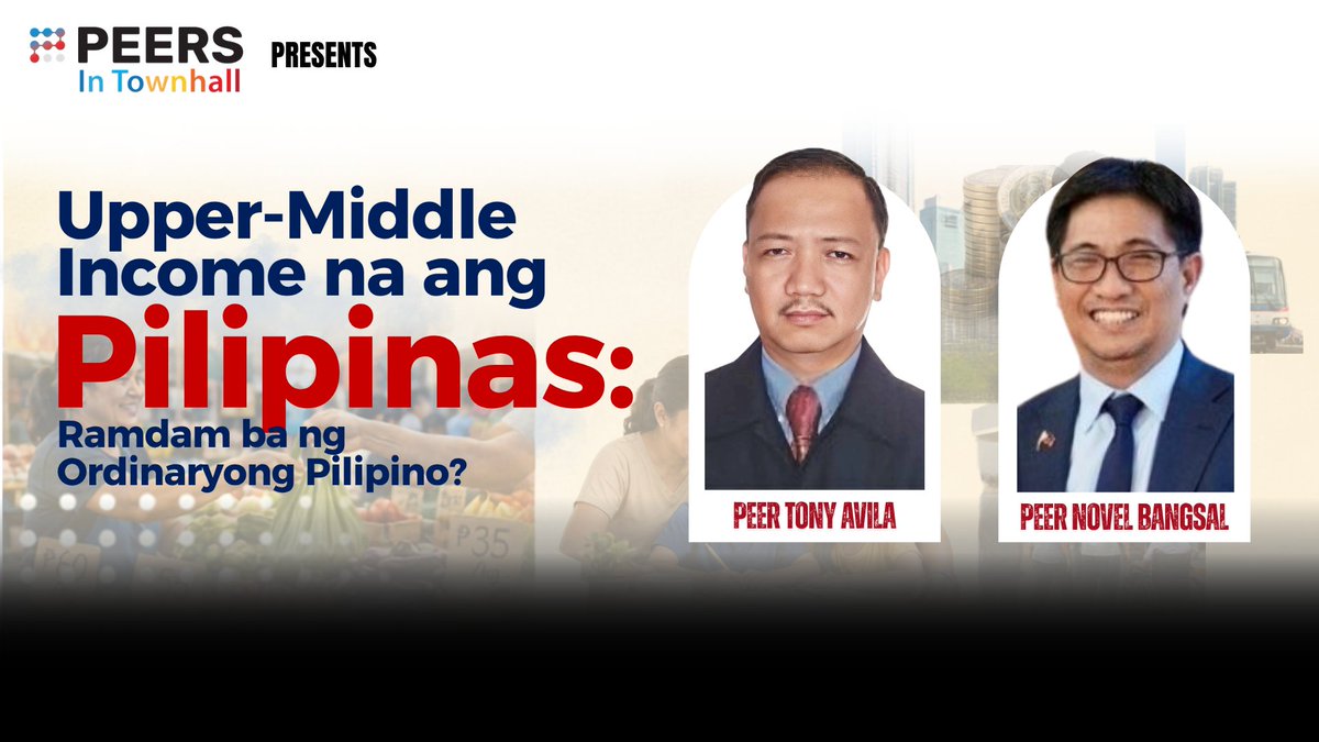 peersphl's tweet photo. HAPPENING NOW:
Live Now!
Episode 119: Upper-Middle income na ang Pilipinas: Ramdam ba ng ordinaryong Pilipino?

Watch Here:
Youtube Livestream:
https://t.co/jpQBklMVir

Facebook Livestream:
https://t.co/v6TSNjnKwY https://t.co/gz6TuThi9y