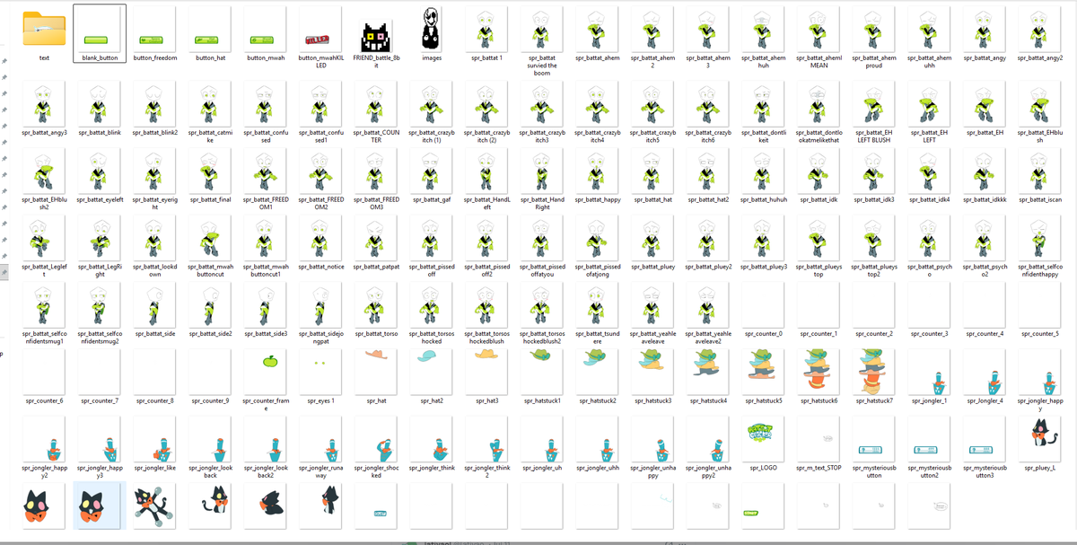 heyaheyao's tweet photo. еhere are like over 200 sprites including text lol, but I think like 30 of them are unused
kinda proud of myself https://t.co/0pWvWVEcOq