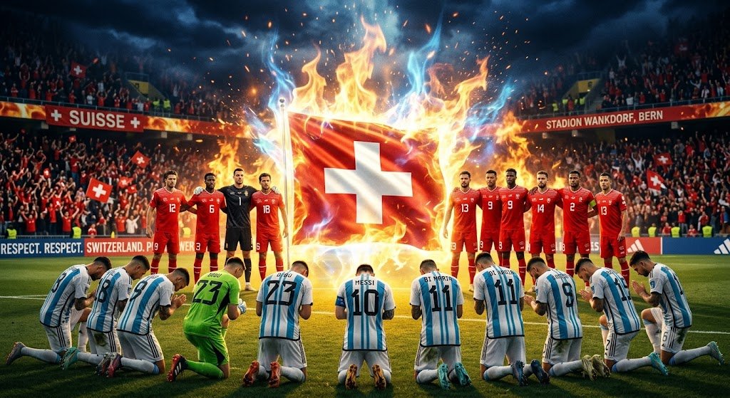 iPhoneXVII's tweet photo. La glorieuse nation Suisse 🇨🇭 joue un match qui ⚽️ malgré un arbitrage pourri et disproportionné, la maintient dans le rang avec honneur. 

Hopp Suisse! On va exploser ces chiens d'Argentins!

La Suisse 🇨🇭 La Suisse 🇨🇭La Suisse 🇨🇭 

Argentine - Suisse #SUIARG #ARGSUI #FIFA ⚽️ https://t.co/UpNbdroJRu