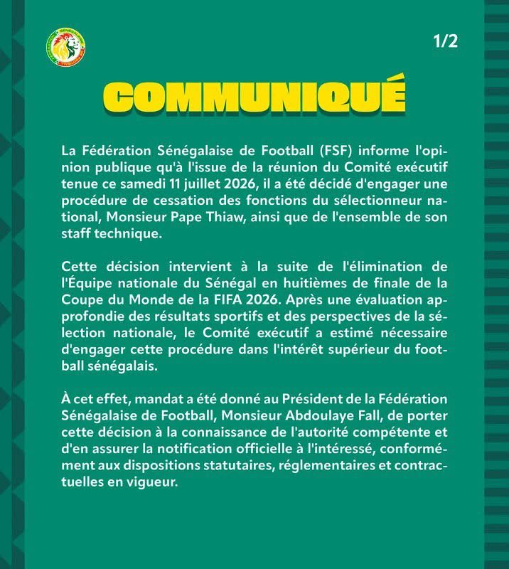 CheikhounaSall_'s tweet photo. Communiqué de la Fédération Sénégalaise de Football https://t.co/zrpMHCJgLq