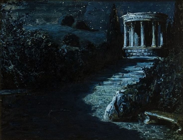 TheWabiSabiLife's tweet photo. Nocturnal Landscape (or Paesaggio Notturno), Teodoro Wolf-Ferrari around 1908. https://t.co/1ya8dmckhE