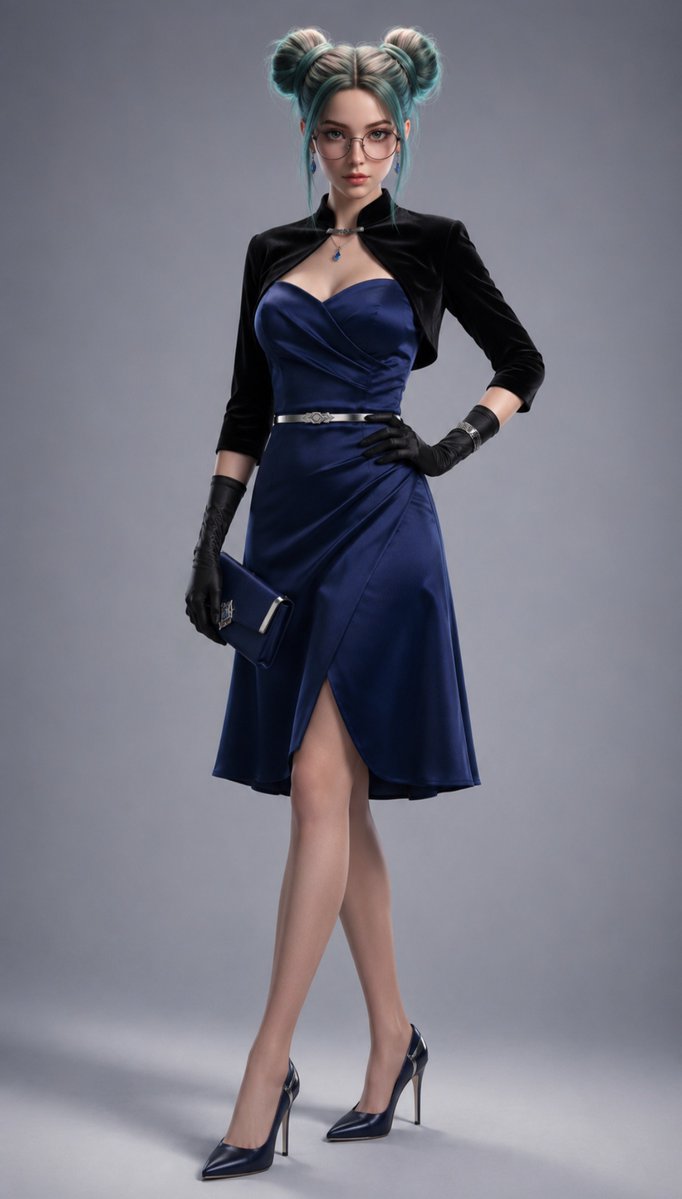 JemiVraxIS's tweet photo. Premium VraxIS Outfit Prompt 005

Dress

Tailored knee-length cocktail dress in deep sapphire with a graceful A-line silhouette.

Elegant off-the-shoulder neckline framed by softly folded satin panels.

Sculpted fitted bodice with refined princess seams that flatter the natural silhouette.

Asymmetrical wrap-style skirt featuring a tasteful front overlap and fluid movement.

Hidden side zipper with seamless construction for a clean, uninterrupted finish.

Satin-lined interior providing exceptional comfort throughout the evening.

Outer Layer

Cropped tailored evening bolero in midnight black velvet.

Three-quarter fitted sleeves with subtle satin cuffs.

Minimalist clasp beneath the collarbone finished in polished silver.

Footwear

Refined pointed-toe heels crafted from premium satin.

Sculpted metallic heel with brushed silver finish.

Cushioned memory-foam insole for lasting comfort.

Anti-slip flexible sole designed for polished flooring.

Accessories

Slim polished silver waist belt with a minimalist geometric clasp.

Crystal drop earrings featuring sapphire-blue stones.

Matching pendant necklace with a single faceted crystal.

Elegant silver cuff bracelet with clean architectural lines.

Compact satin evening clutch with concealed magnetic closure.

Fine satin elbow-length gloves for optional formal styling.

Materials

Premium satin.

Luxury velvet.

Soft silk lining.

Lightweight stretch performance fabric.

Brushed silver alloy hardware.

Precision-cut crystal accents.

Colour Palette

Deep sapphire blue.

Midnight black.

Soft silver metallic accents.

Clear crystal highlights.

Subtle pearl-white interior lining.