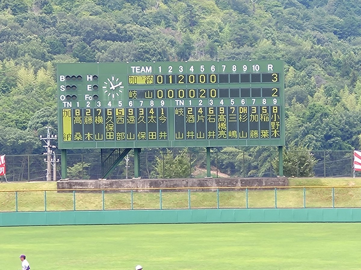 23rnbb41wf's tweet photo. 第108回全国高等学校野球選手権
岐阜県大会
７月１２日(日)
プリニーの野球場

１回戦 第１試合
加納３－２岐山
６回終了⚾📣 https://t.co/o83JrgokPi